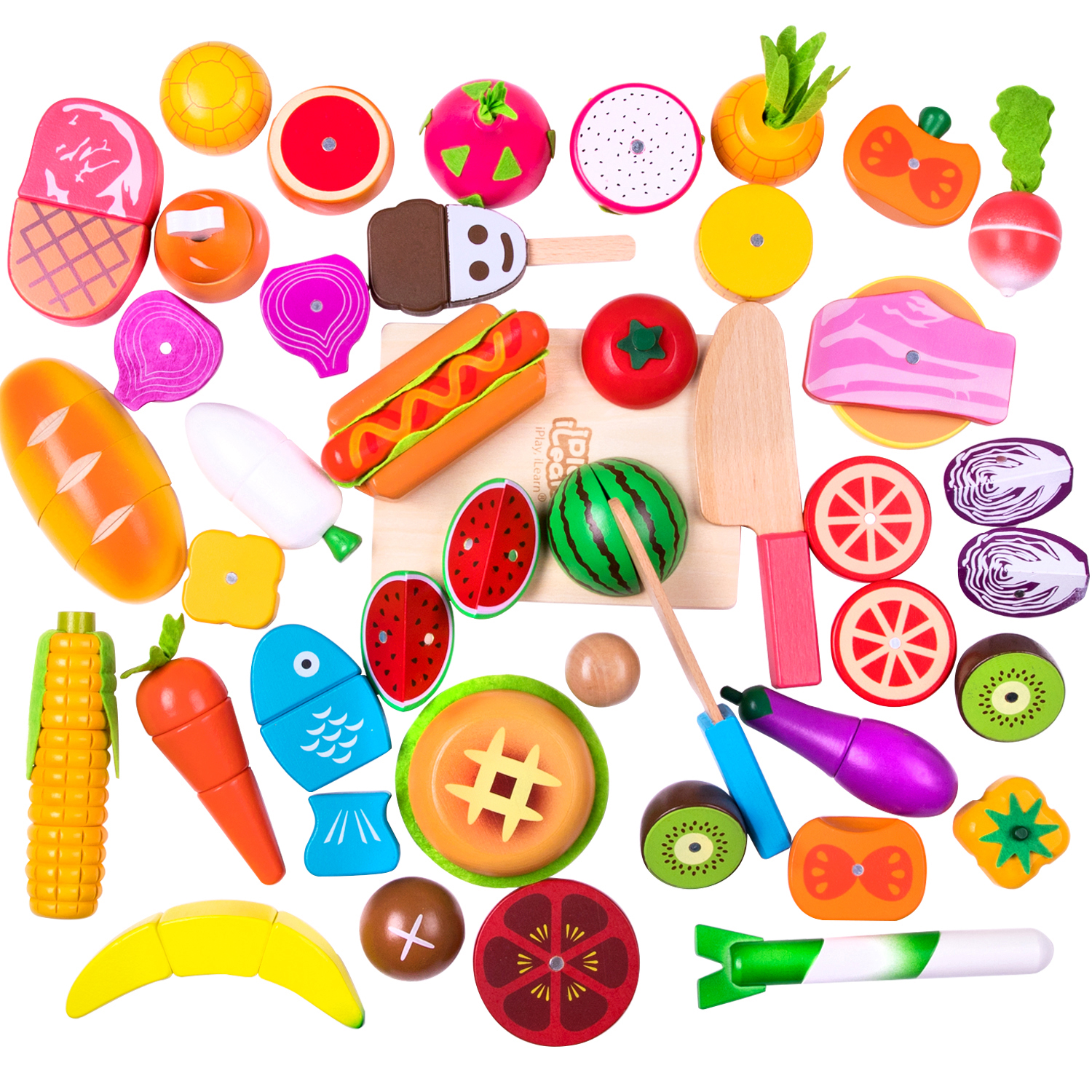Home Hard-Working Magnet Cut Toy Magnetic Wooden Food Assemble Toys Educational Child Gift Ice Cream #2